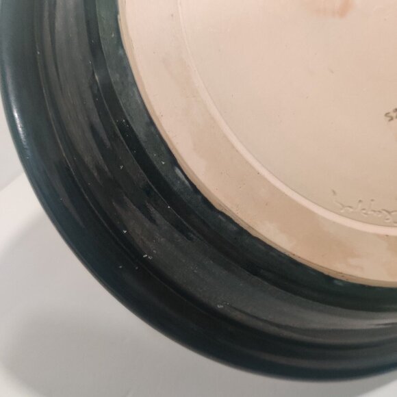 Studio Art Pottery Platter / Bowl Swirls Solid Dark Green/Black? 13x13x2" Signed - Picture 10 of 16
